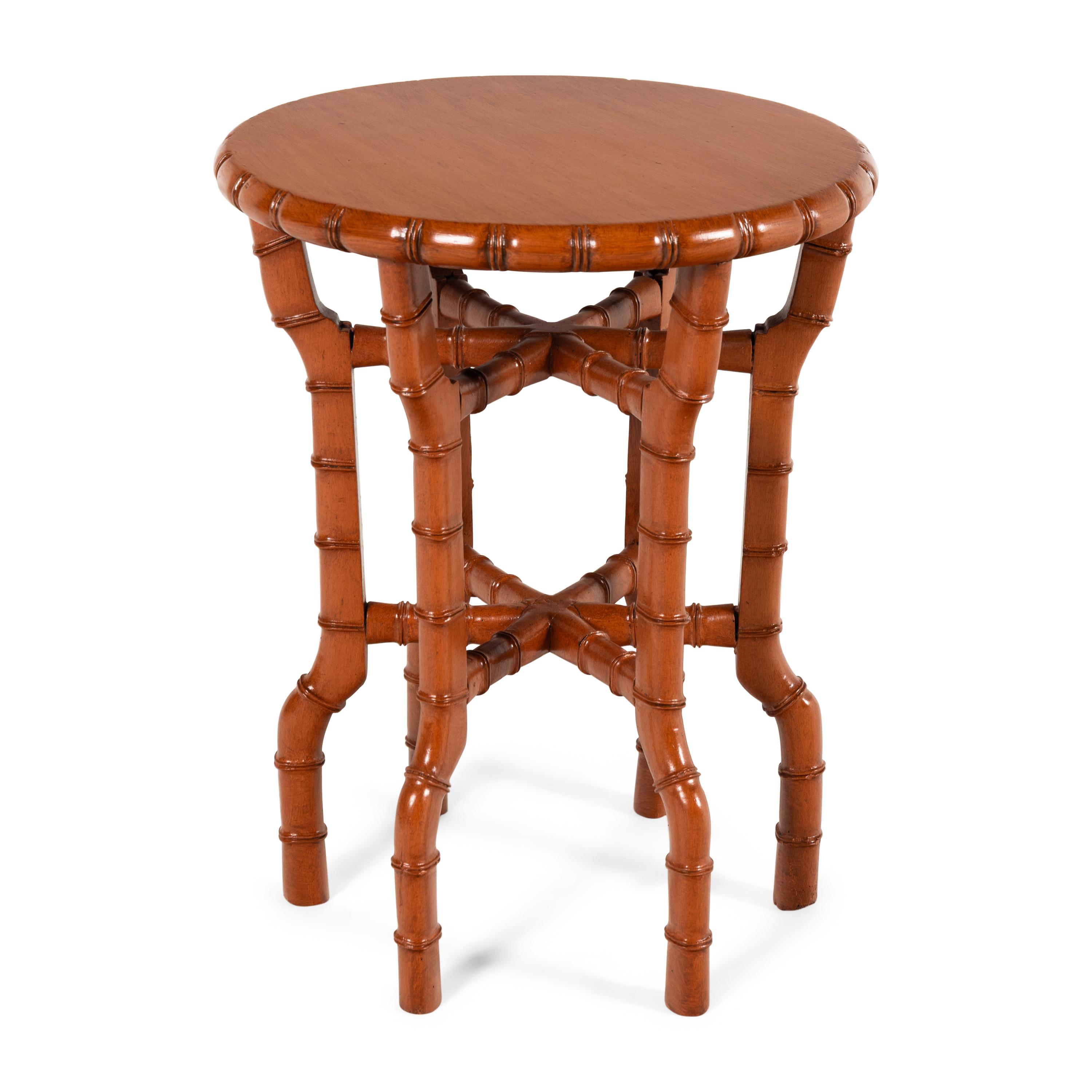 A Red-Painted Bamboo-Form Side Table