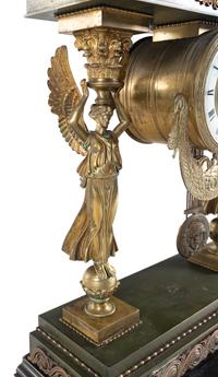 A Large Empire Style Gilt Bronze Mantel Clock