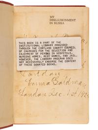 GOLDMAN, Emma (1869-1940). My Disillusionment in Russia . London: The C. W. Daniel Company, [1925].