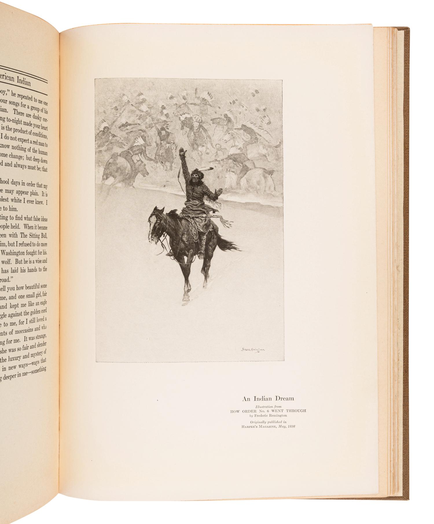 REMINGTON, Frederic (1861-1909), illustrator. -- GARLAND, Hamlin (1860-1940). The Book of the American Indian. New York and London: Harper & Brothers, 1923.