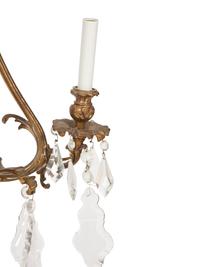 A Set of Six Louis XV Style Three- Light Gilt Bronze and Cut Glass Sconces — Late 19th/Early 20th Century