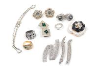 An Assortment of Rhinestone Costume Jewelry,