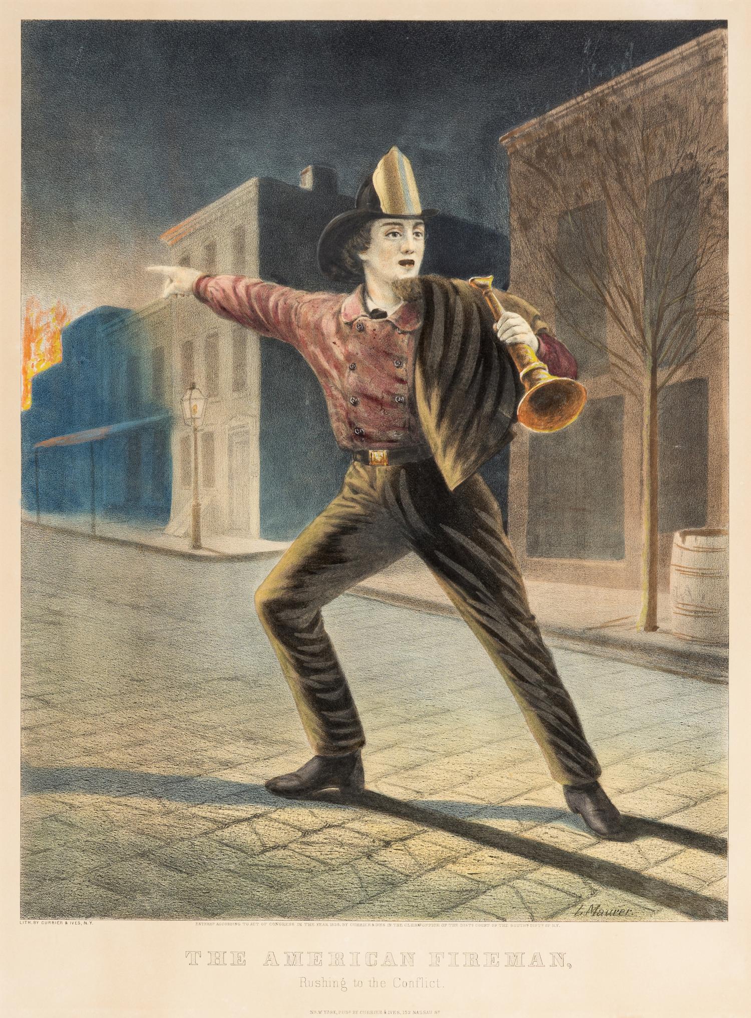 CURRIER and IVES, publishers -- After Louis Maurer. A group of 4 prints from the American Fireman series, comprising: