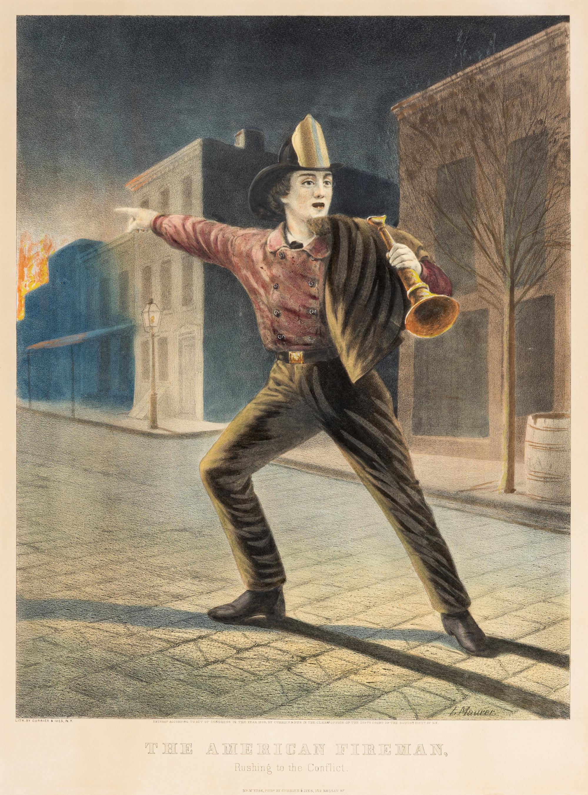 CURRIER and IVES, publishers -- After Louis Maurer. A group of 4 prints from the American Fireman series, comprising: