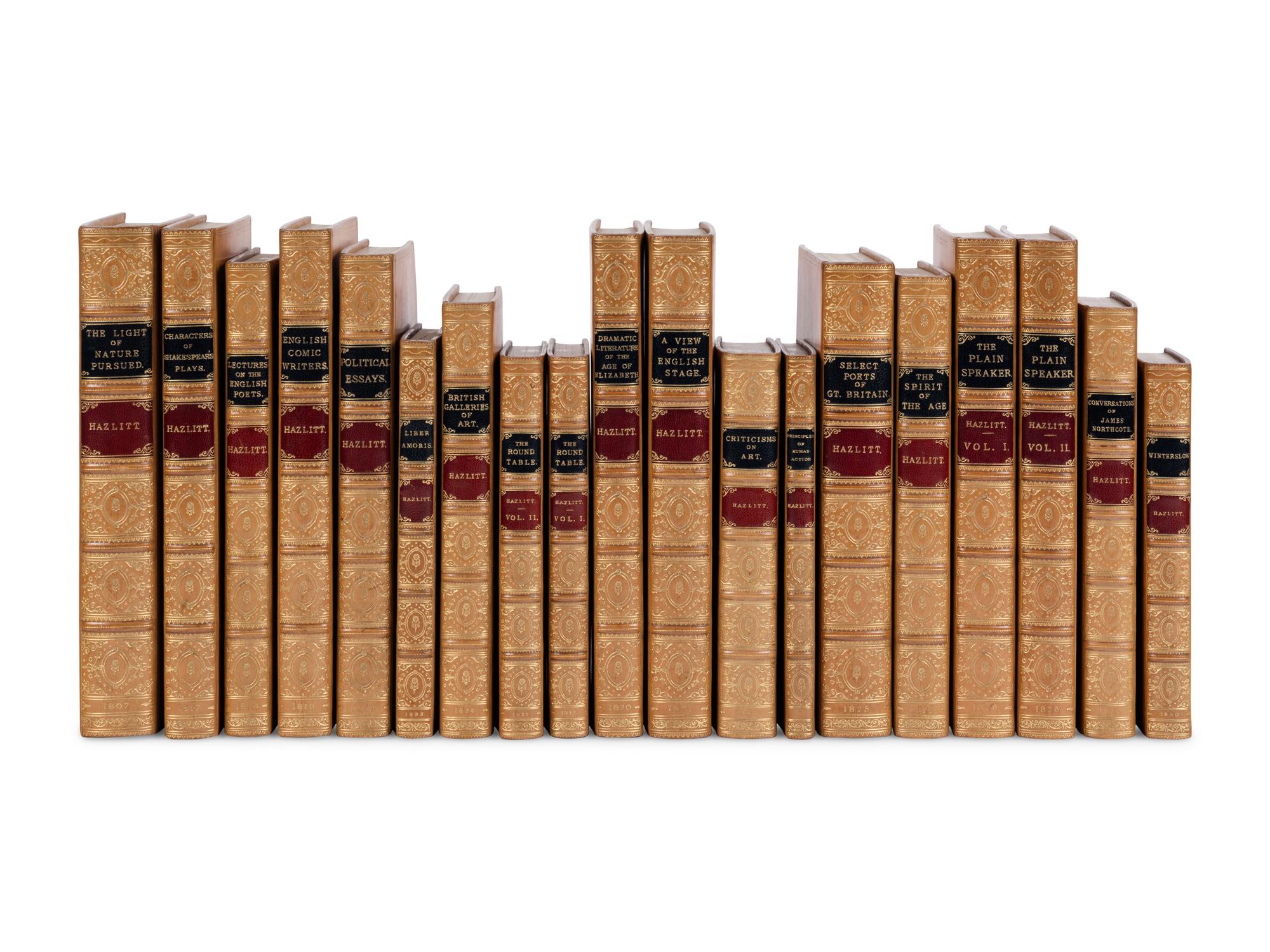 [BINDINGS]. HAZLITT, William (1778-1830). A group of 17 uniformly bound FIRST EDITIONS:
