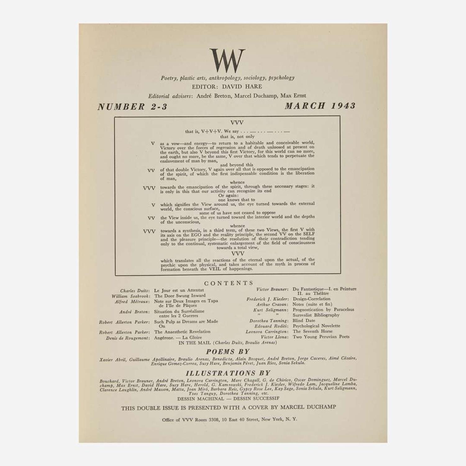 [Art] [Duchamp, Marcel] VVV: Almanac for 1943