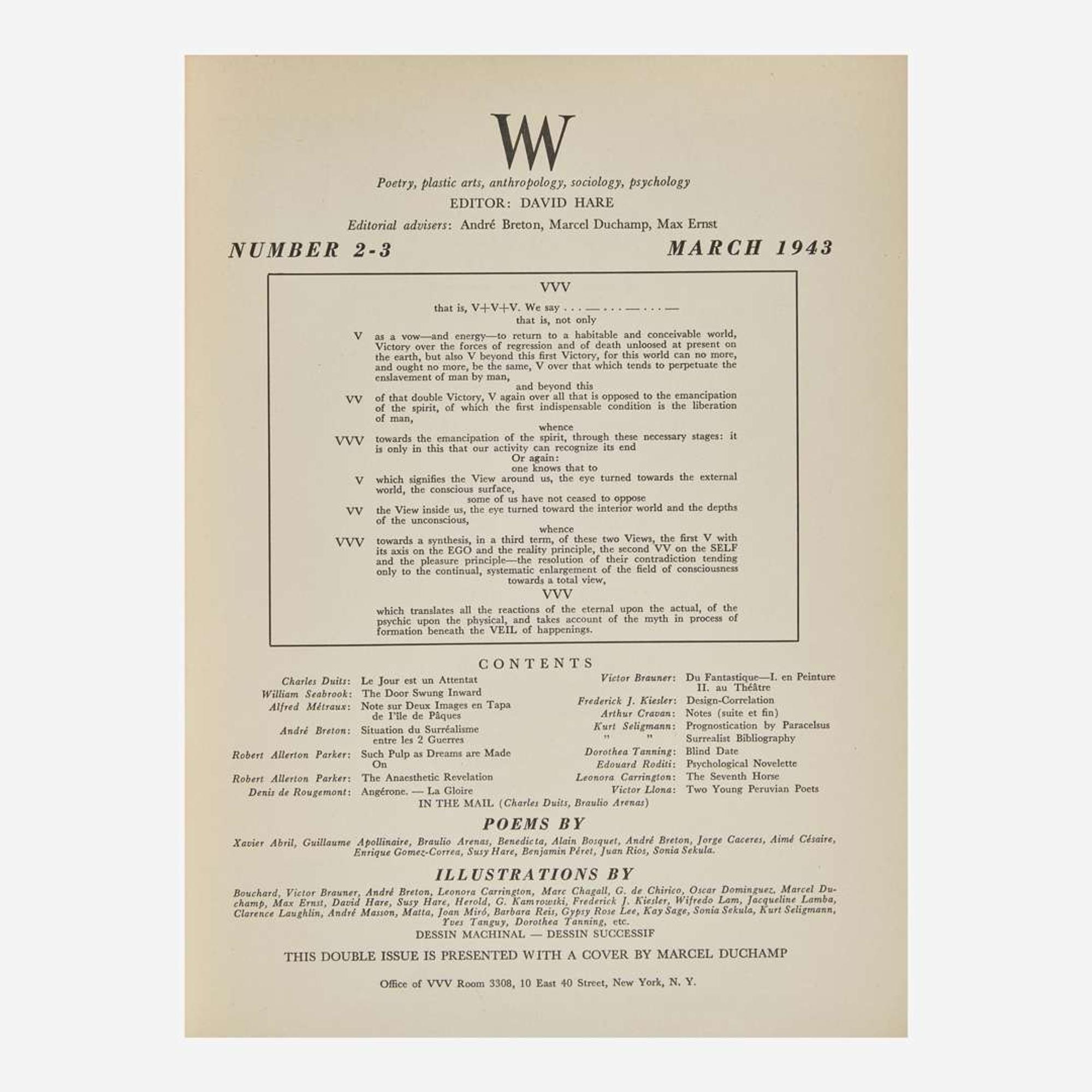 [Art] [Duchamp, Marcel] VVV: Almanac for 1943