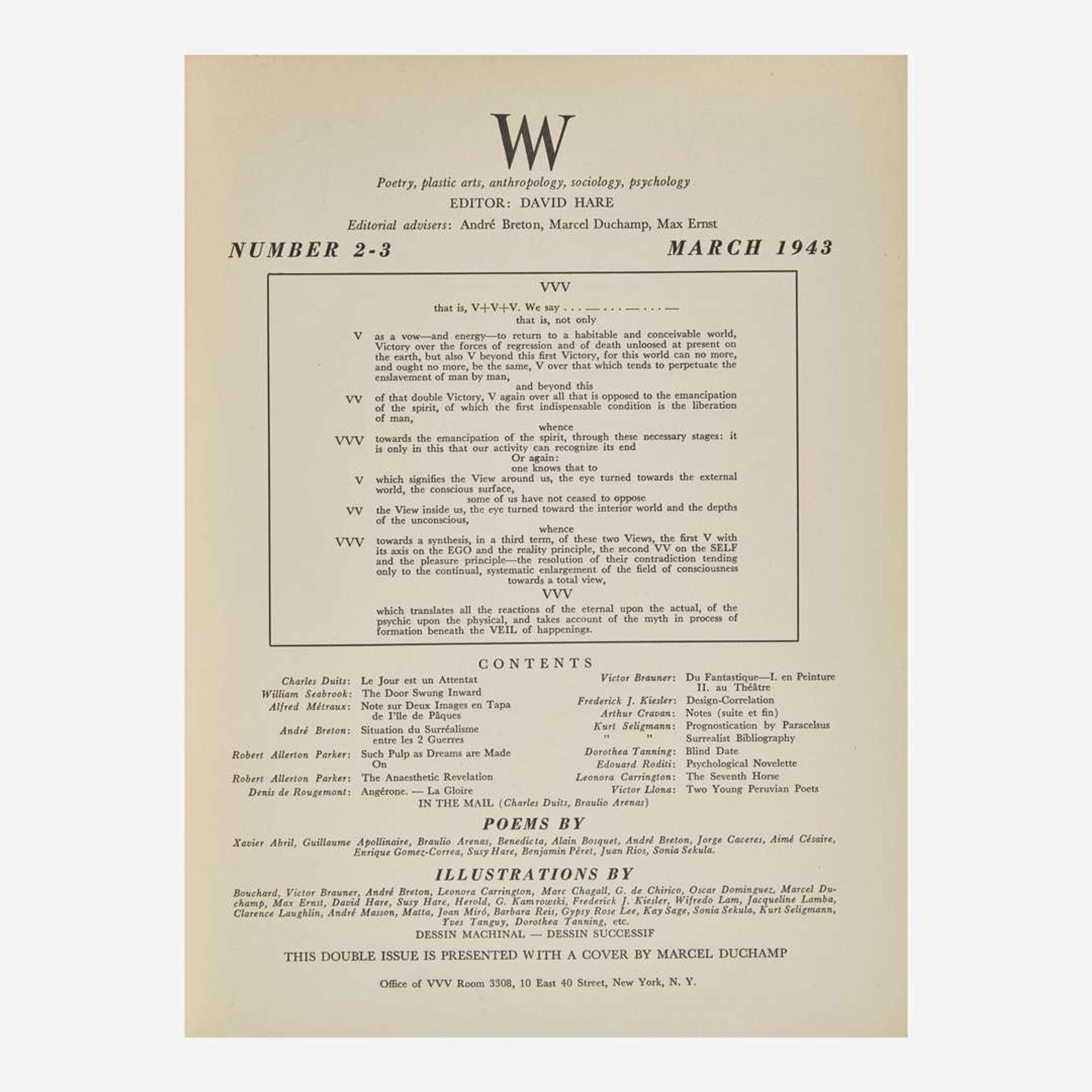 [Art] [Duchamp, Marcel] VVV: Almanac for 1943