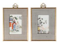 Two Chinese Famille Rose Porcelain Plaques