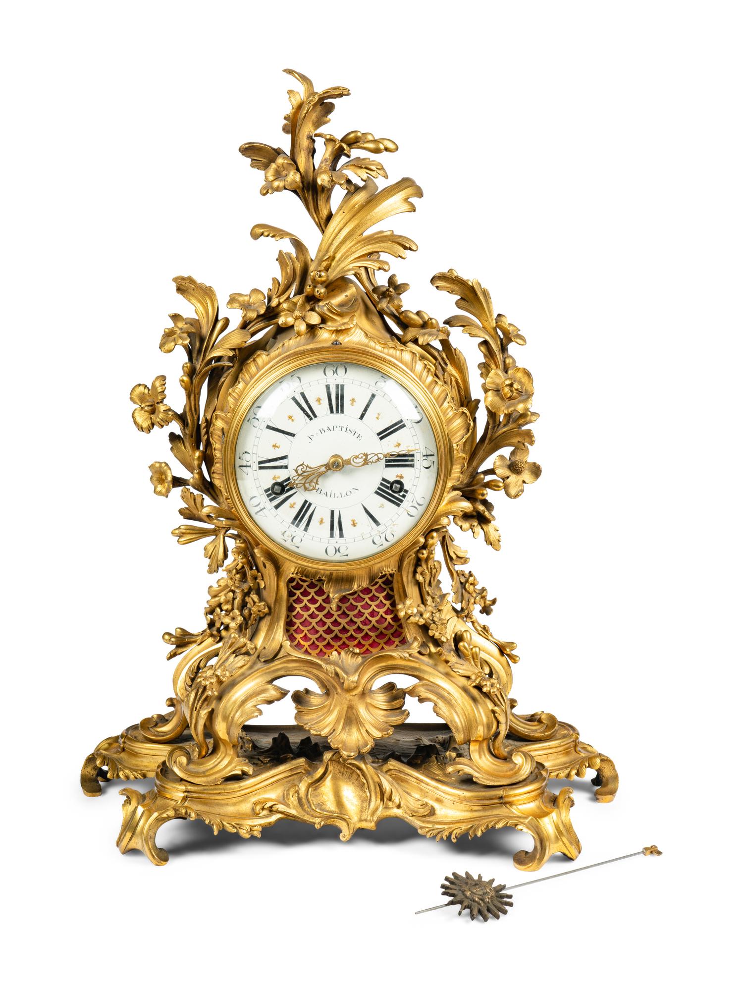 A Louis XV Gilt Bronze Mantel Clock