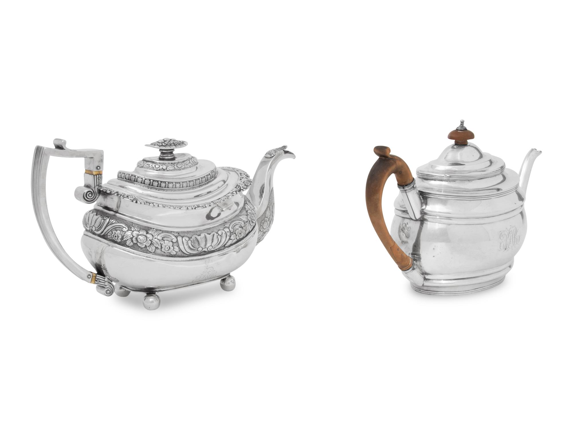Two Georgian Silver Teapots