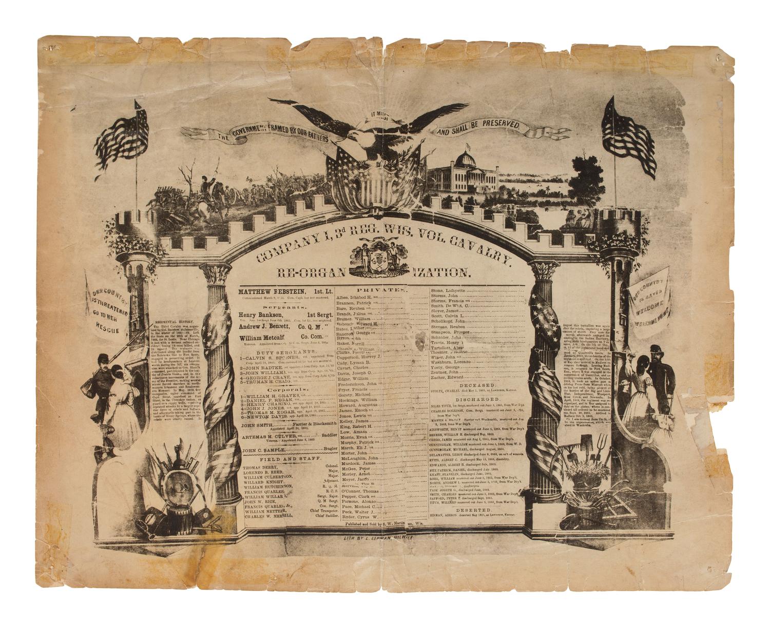 [CIVIL WAR] A group of 7 items related to Wisconsin in the Civil War.
