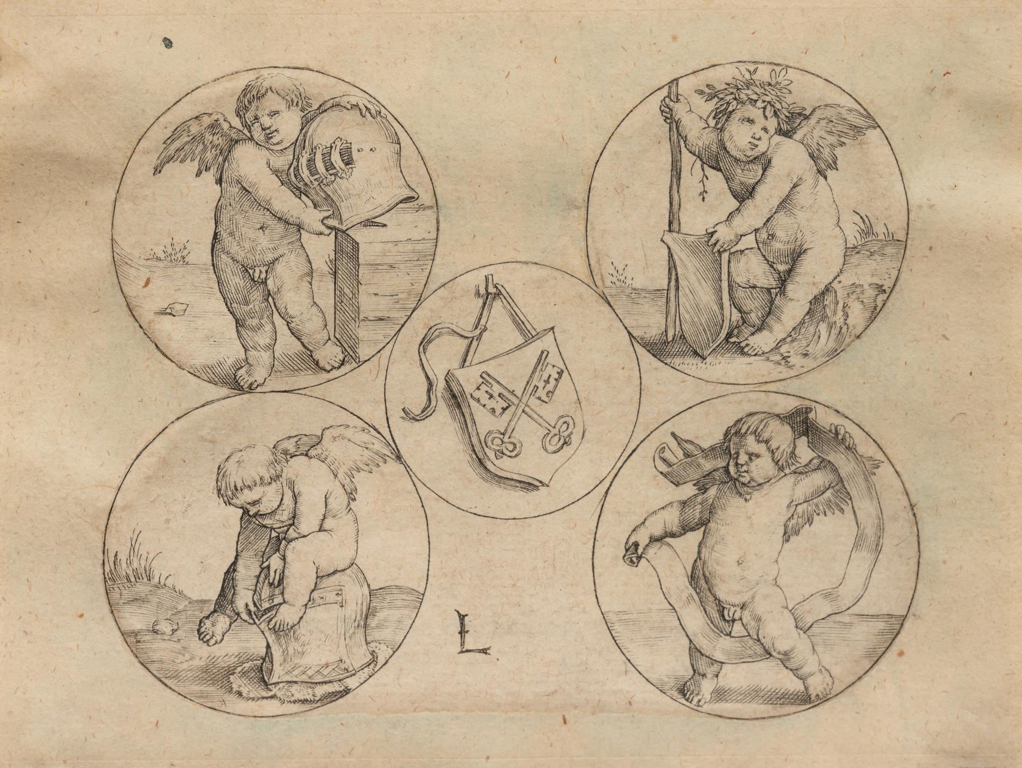 Four putti and the coat-of-arms of Leiden