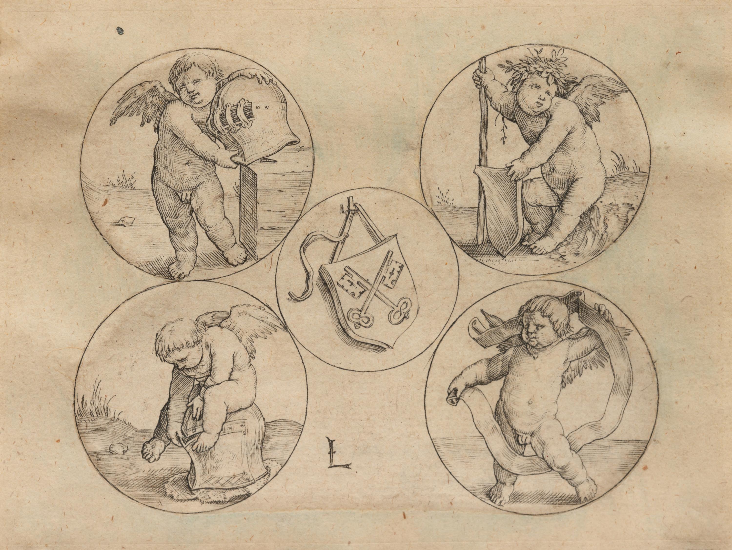 Four putti and the coat-of-arms of Leiden