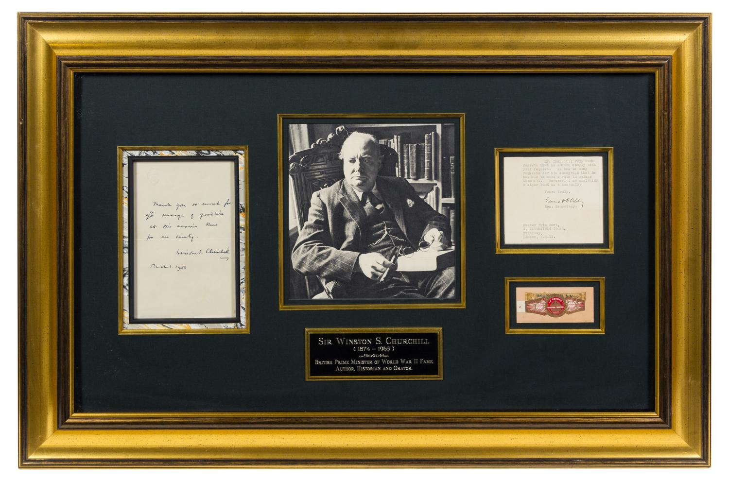 CHURCHILL, Winston, Sir (1874-1965). Autographed note signed ("Winston Churchill"), n.p., 1 March 1950.