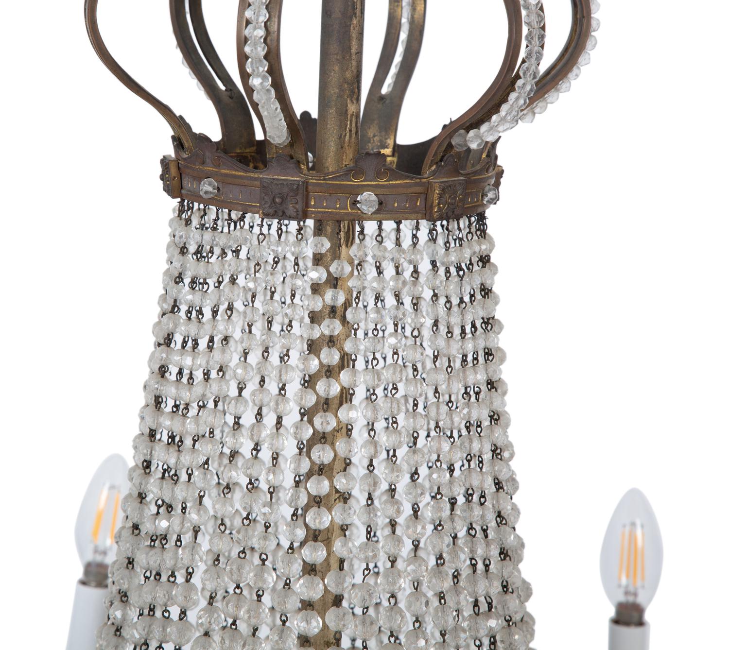 A Continental Six-Light Gilt Bronze and Crystal Swag Chandelier — 19th/20th Century