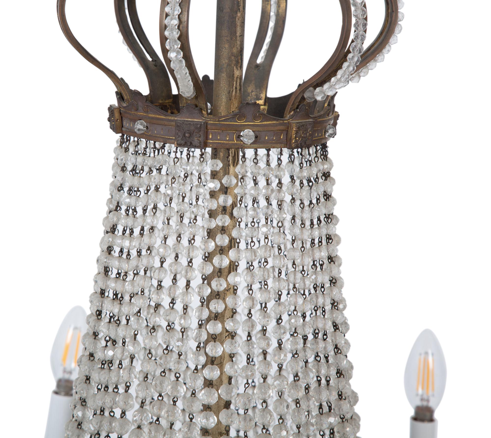 A Continental Six-Light Gilt Bronze and Crystal Swag Chandelier — 19th/20th Century