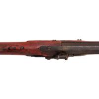 Red Painted Percussion Altered Smooth Rifle with Powder Horn & Pipe Tomahawk