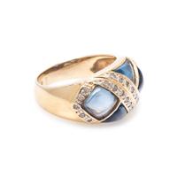 SYNTHETIC BLUE SPINEL AND DIAMOND RING