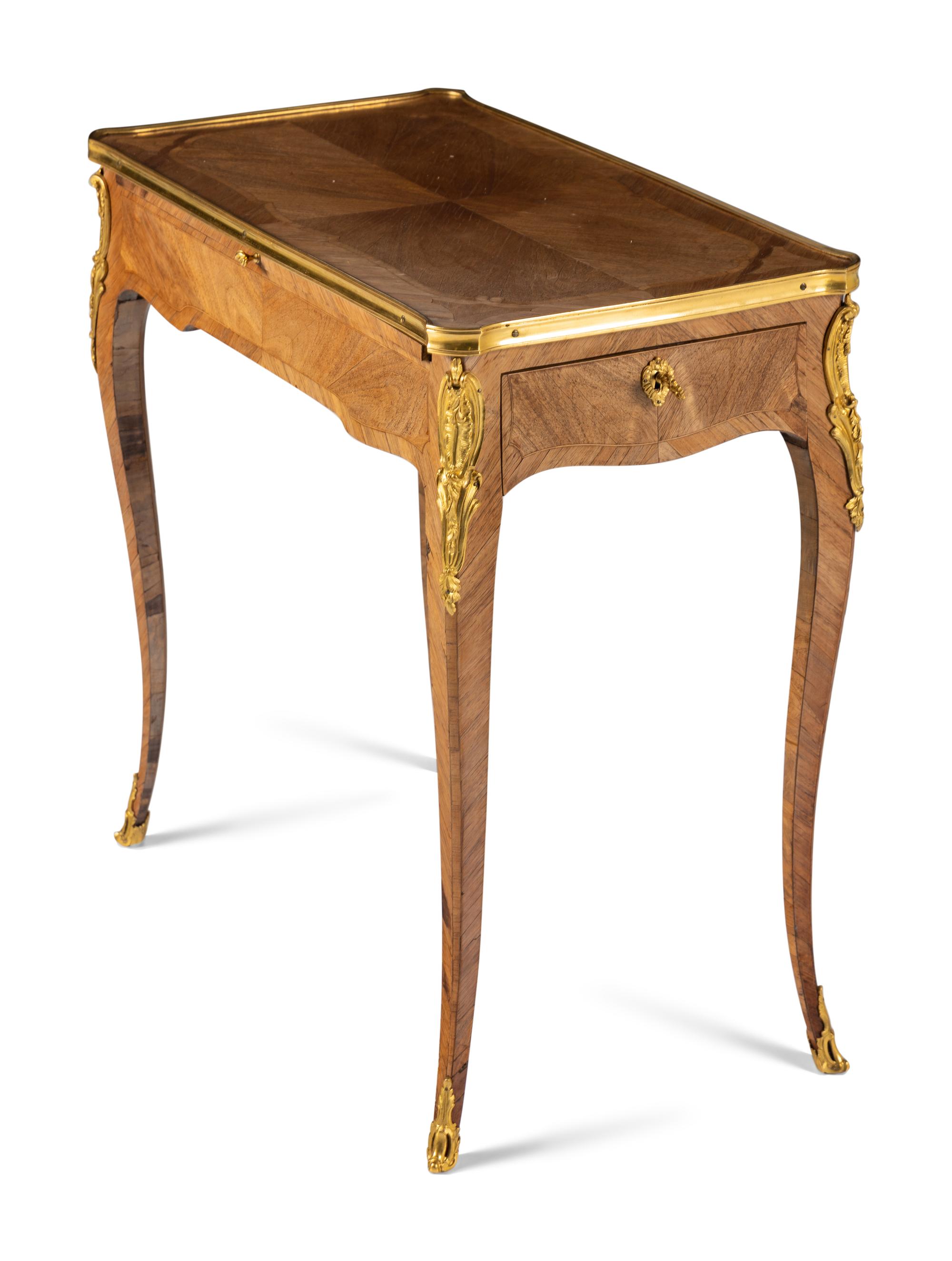 A Louis XV Gilt Bronze Mounted Tulipwood Table à Ecrire