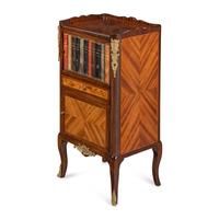A Louis XV/XVI Transitional Style Faux Book-Front Cabinet