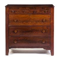 An American Empire Mahogany Chest of Drawers Height 40 1/4 x width 41 1/4 x depth 18 inches. — 19TH CENTURY