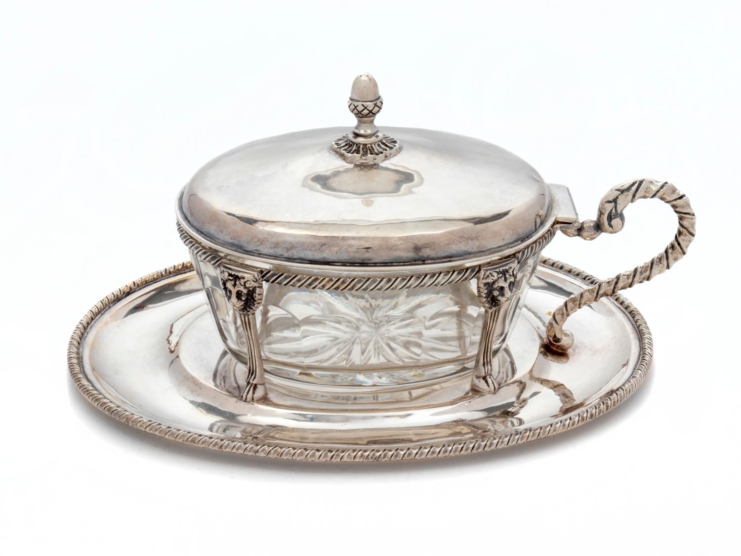 An Italian Silver and Cut Glass Sardine Bowl — Buccellati, 20th Century