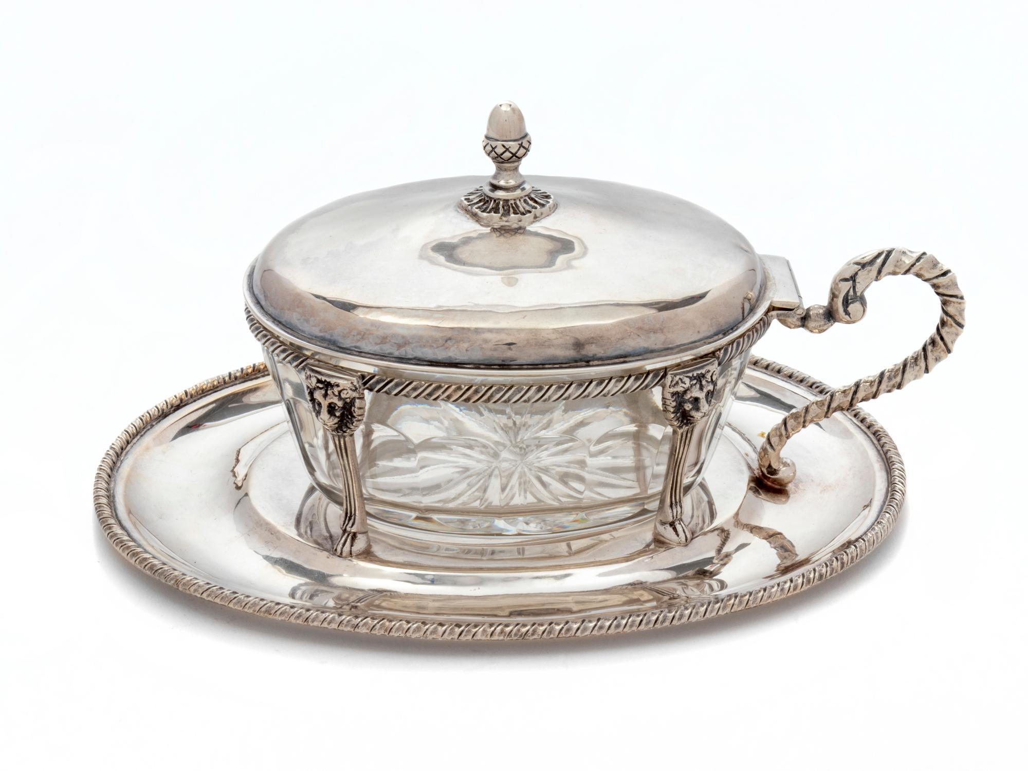An Italian Silver and Cut Glass Sardine Bowl — Buccellati, 20th Century