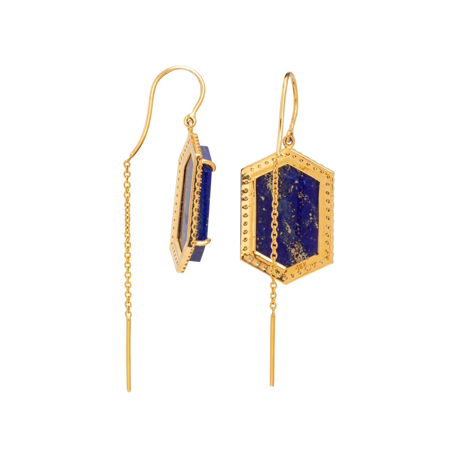 LAPIS LAZULI AND DIAMOND EARRINGS
