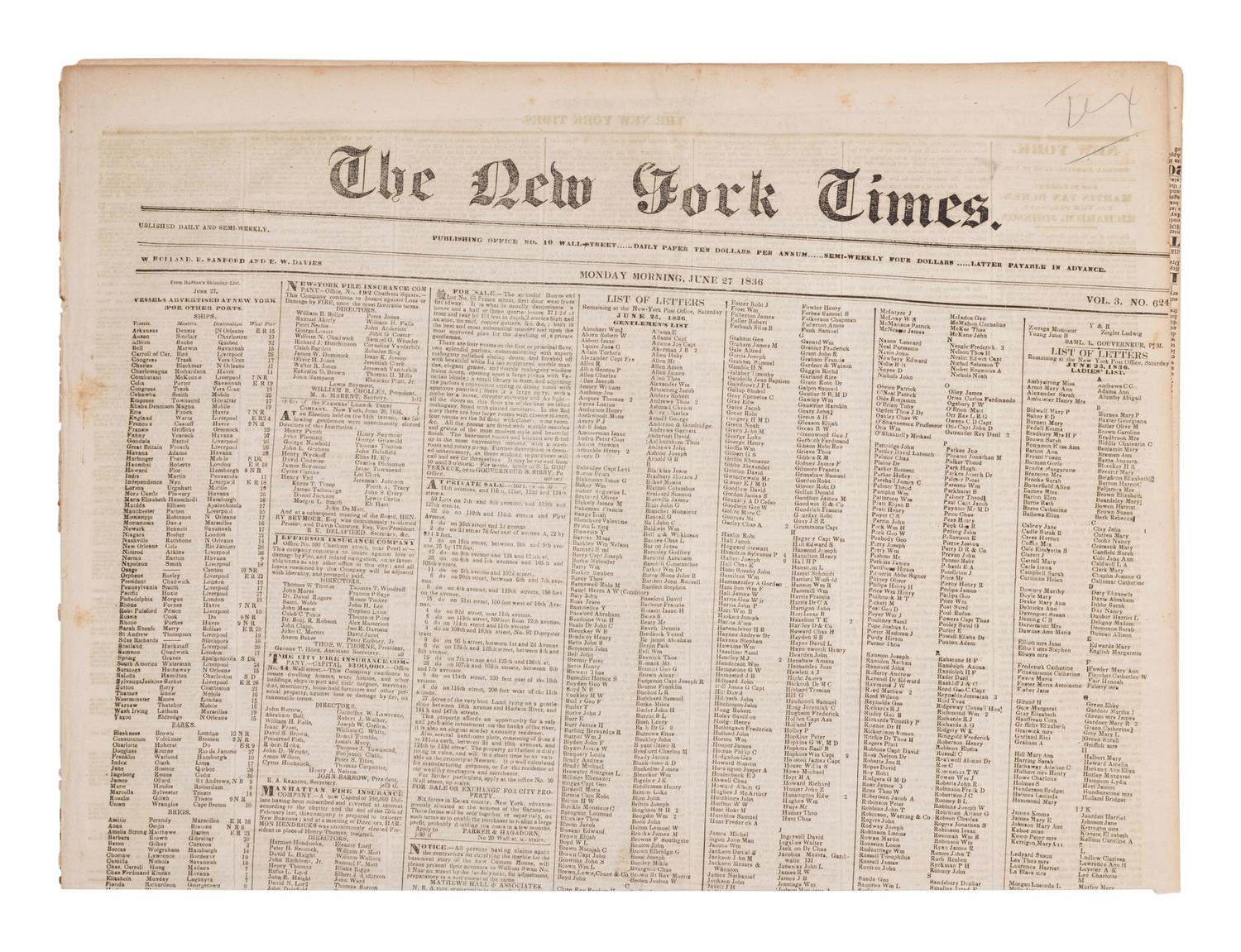 [NEWSPAPERS - TEXAS NEWS]. Collection of about 175 issues of various American newspapers featuring articles on Texas, printed between 1803 and 1860.