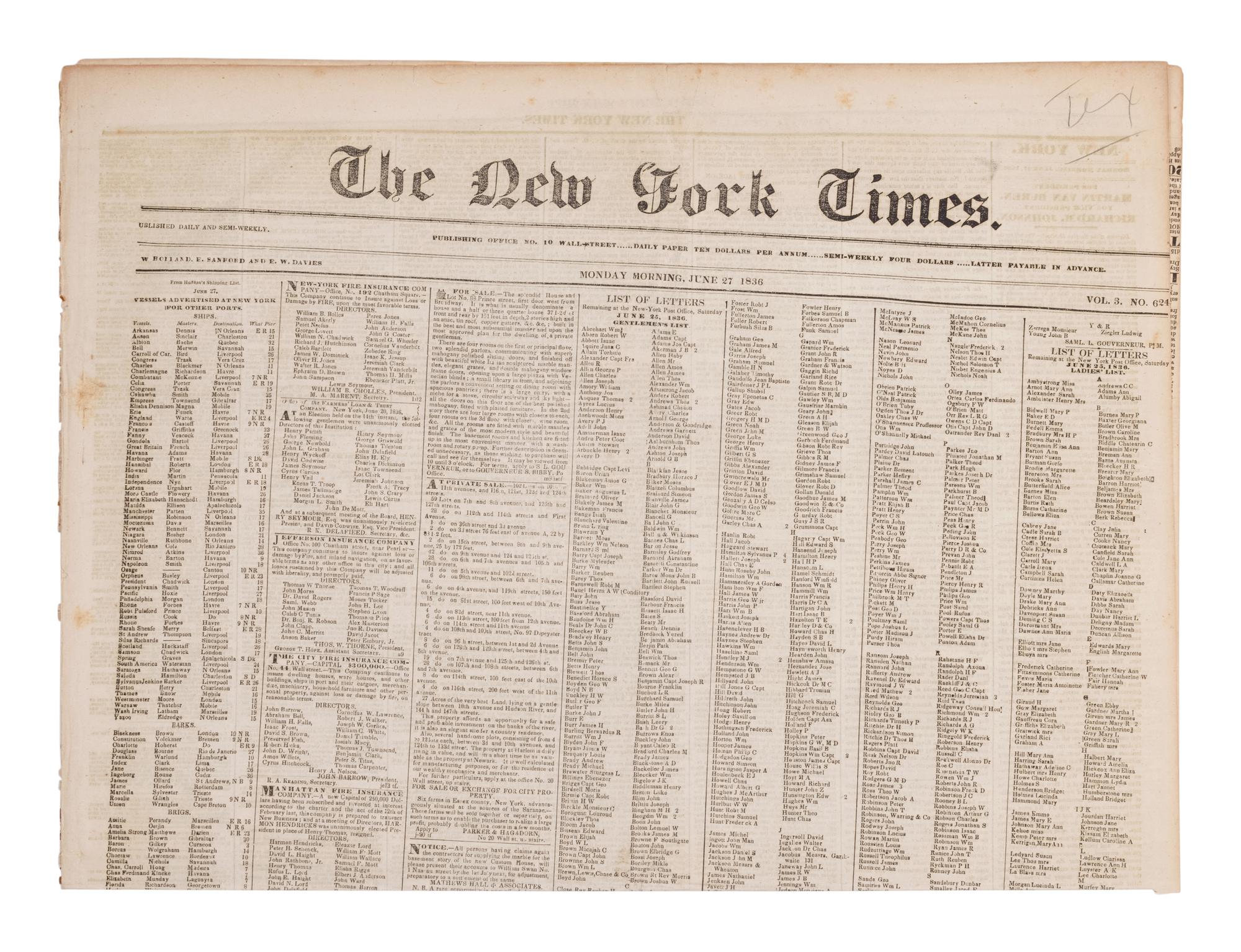 [NEWSPAPERS - TEXAS NEWS]. Collection of about 175 issues of various American newspapers featuring articles on Texas, printed between 1803 and 1860.