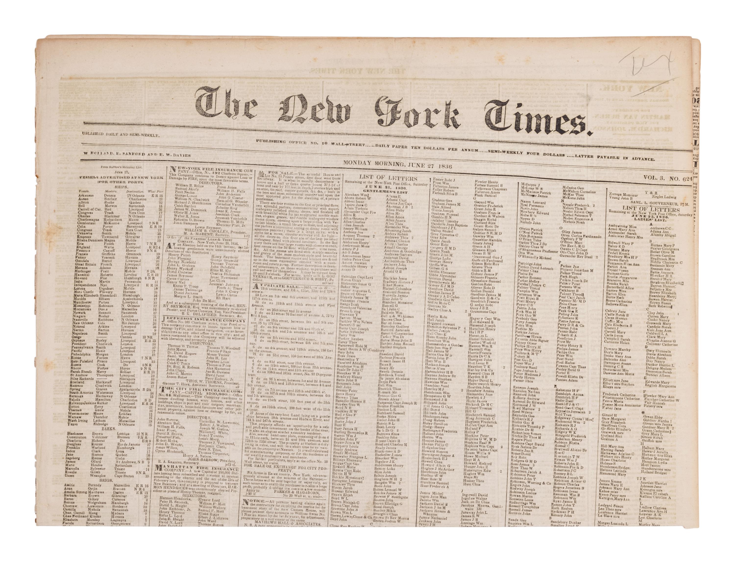 [NEWSPAPERS - TEXAS NEWS]. Collection of about 175 issues of various American newspapers featuring articles on Texas, printed between 1803 and 1860.