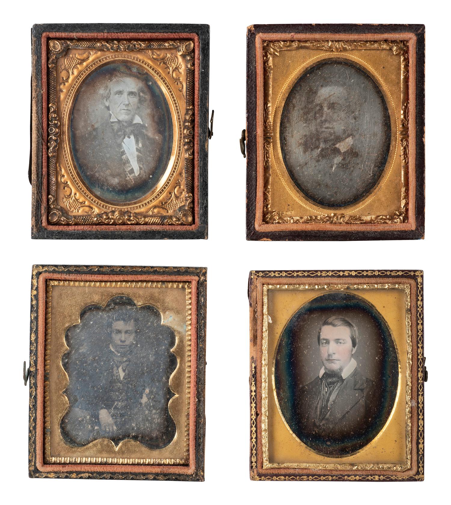[EARLY PHOTOGRAPHY]. 28 ninth plate daguerreotypes of men of various ages.