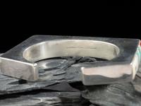 Angular Sterling Silver Cuff Bracelet, with Mosaic Inlay