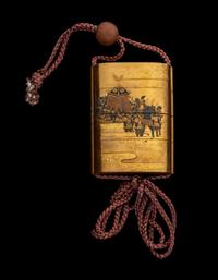 A Japanese Gold Lacquer Three-Case Inro