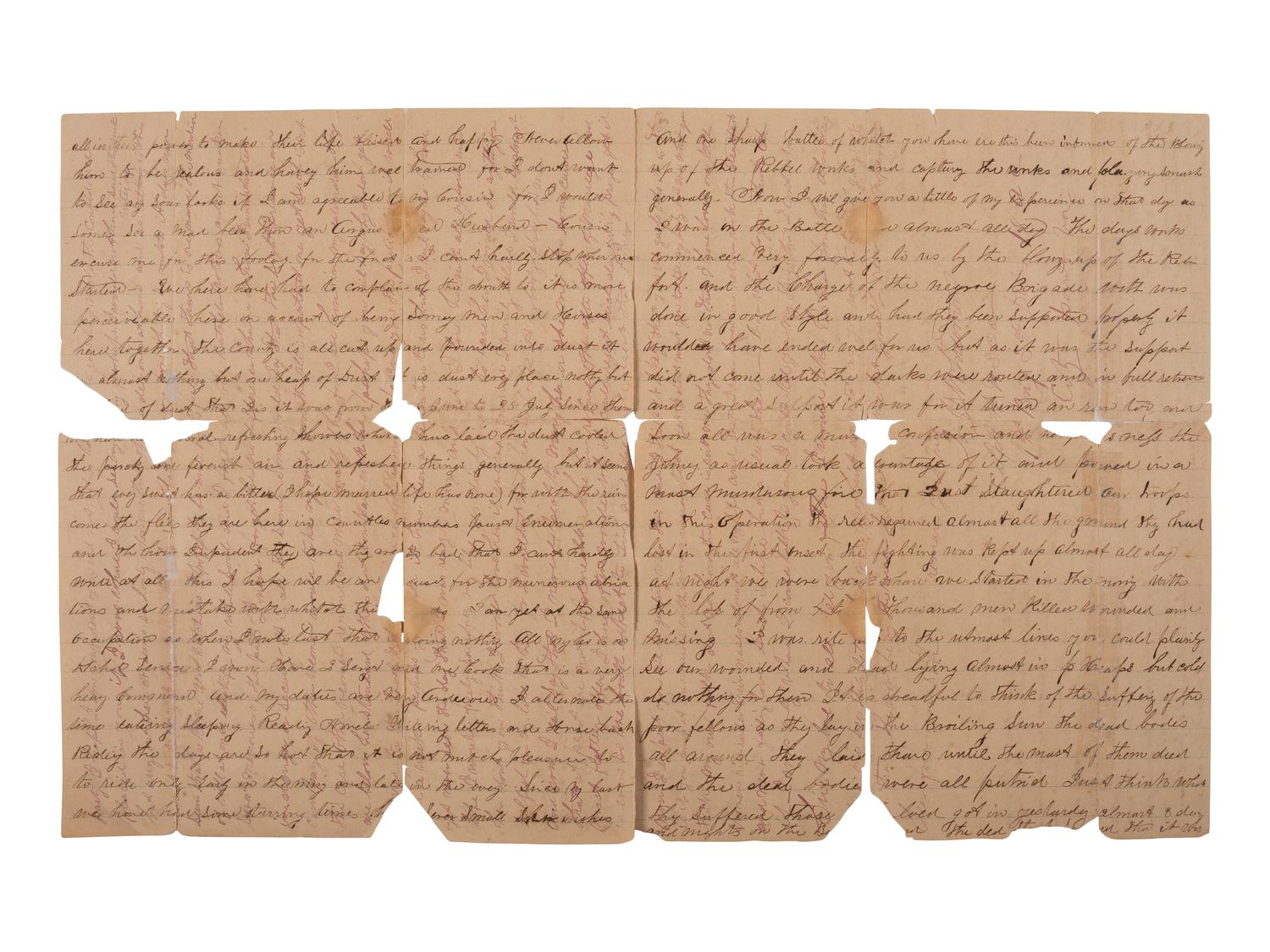 [CIVIL WAR]. Letter by Capt. Whiteman, 1st US Colored Cav. about the disastrous Battle of the Crater