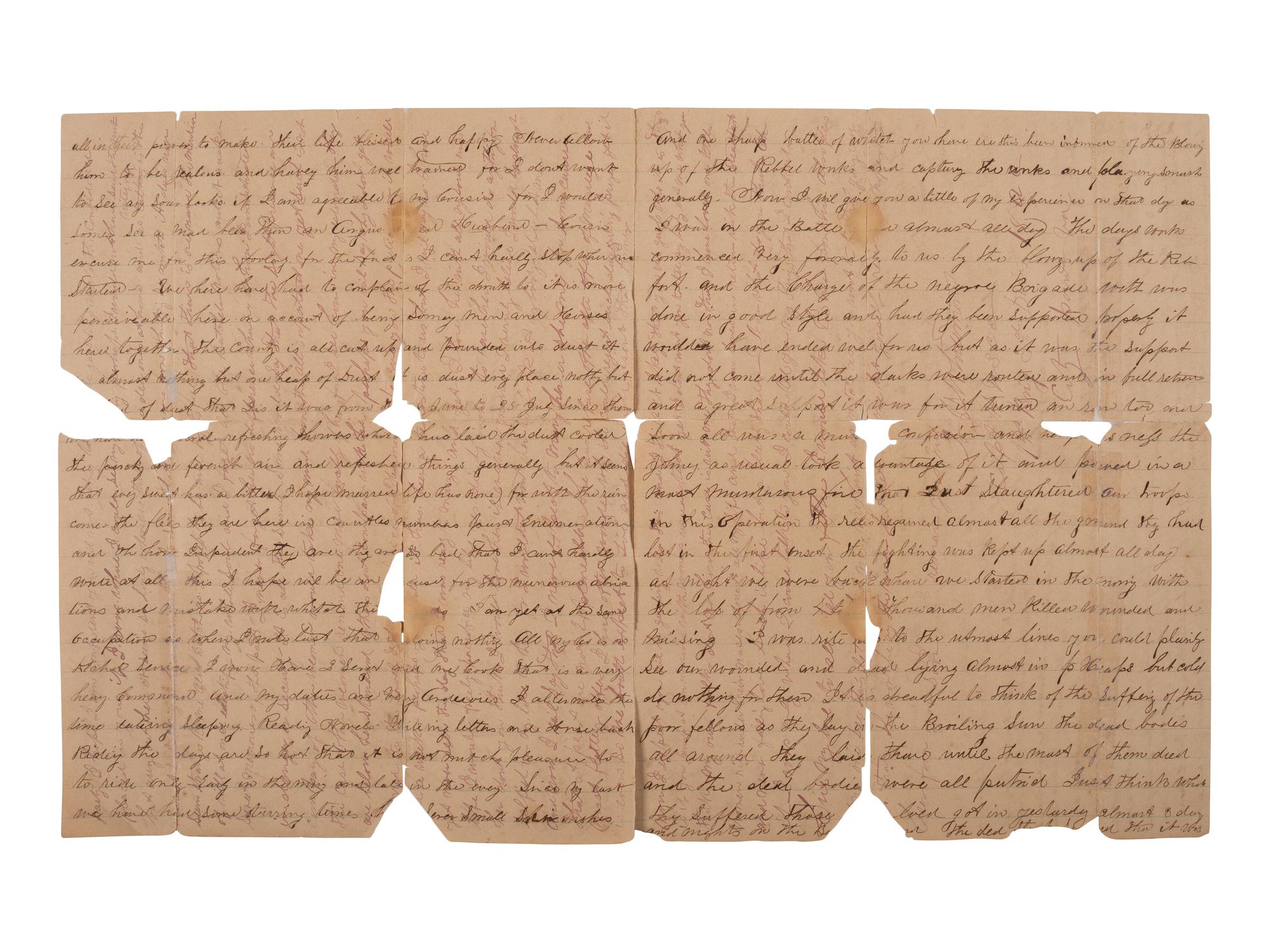 [CIVIL WAR]. Letter by Capt. Whiteman, 1st US Colored Cav. about the disastrous Battle of the Crater