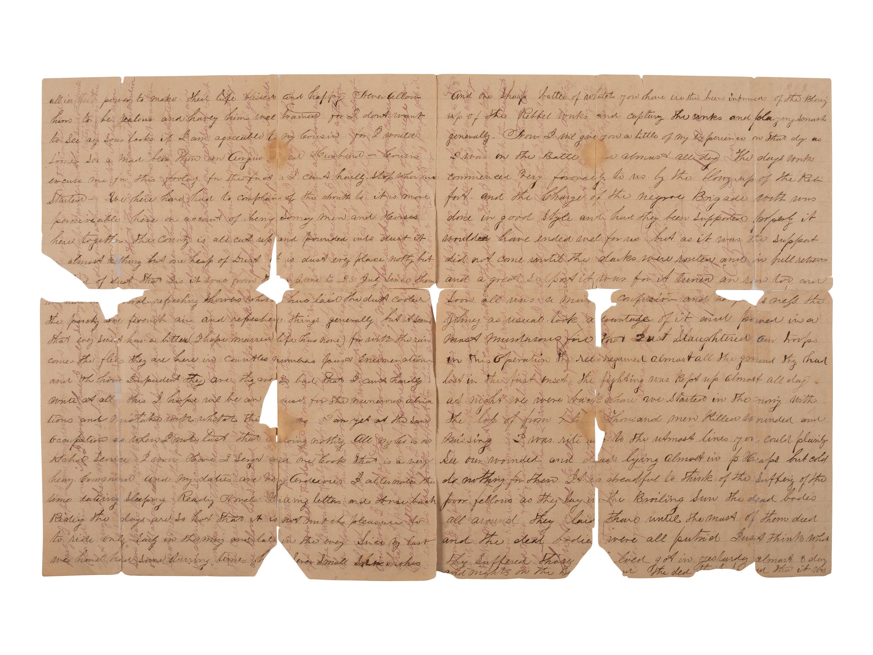 [CIVIL WAR]. Letter by Capt. Whiteman, 1st US Colored Cav. about the disastrous Battle of the Crater