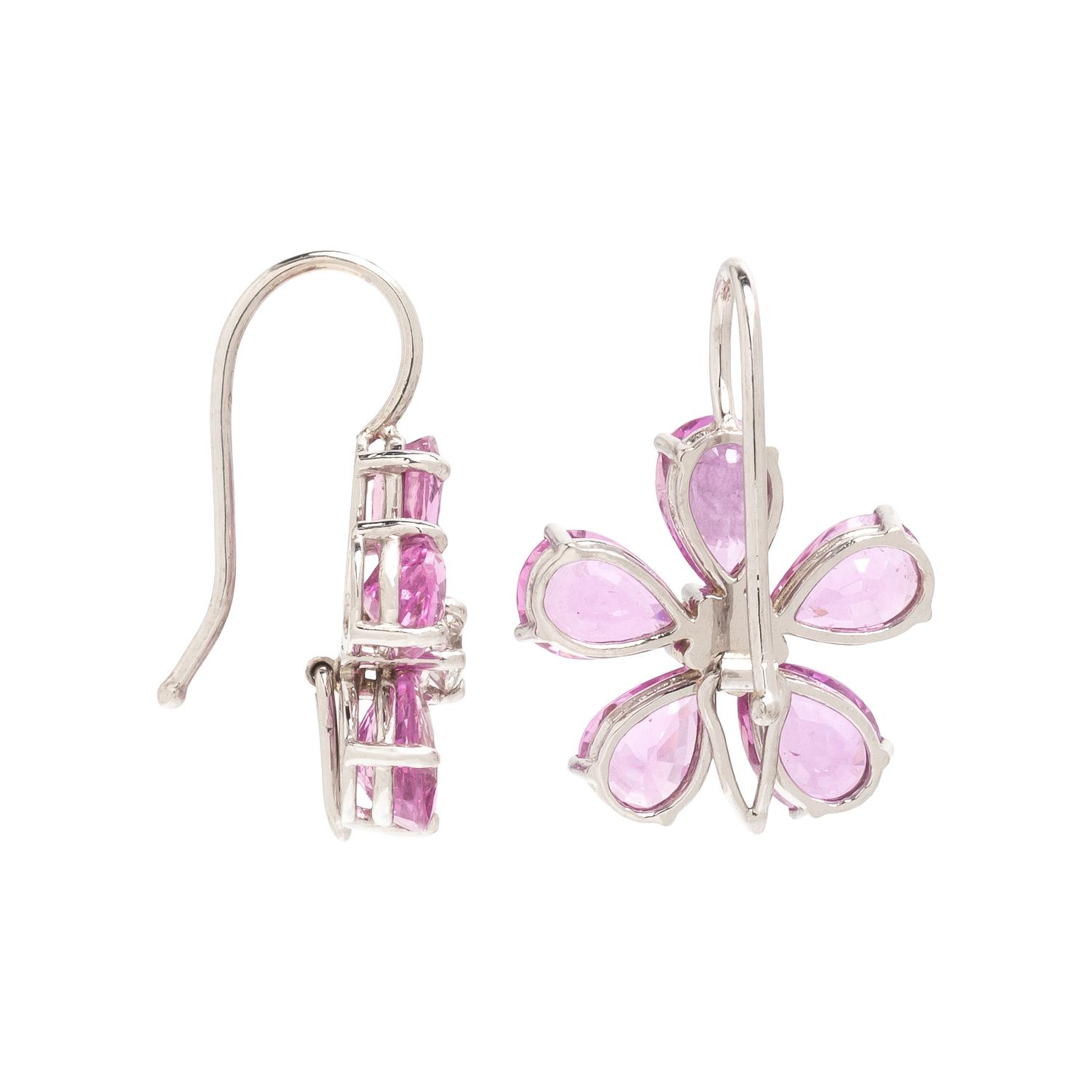 PINK SAPPHIRE AND DIAMOND FLOWER EARRINGS