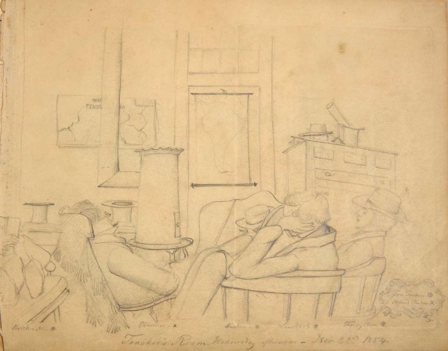 A Nazareth Hall sketchbook Nazareth, PA, dated November 18, 1854 to May 1855