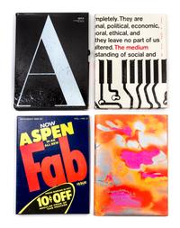 ASPEN MAGAZINE. Aspen Magazine. 6 parts, comprising vol. 1, nos. 1-4 (4 boxes), 5-6 (one box), 6a and 9 (folders). New York, 1966-1970.