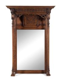 A Renaissance Revival Carved Oak Overmantel Mirror