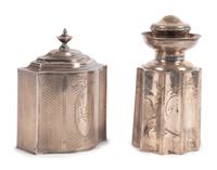 Two Continental Silver Tea Caddies