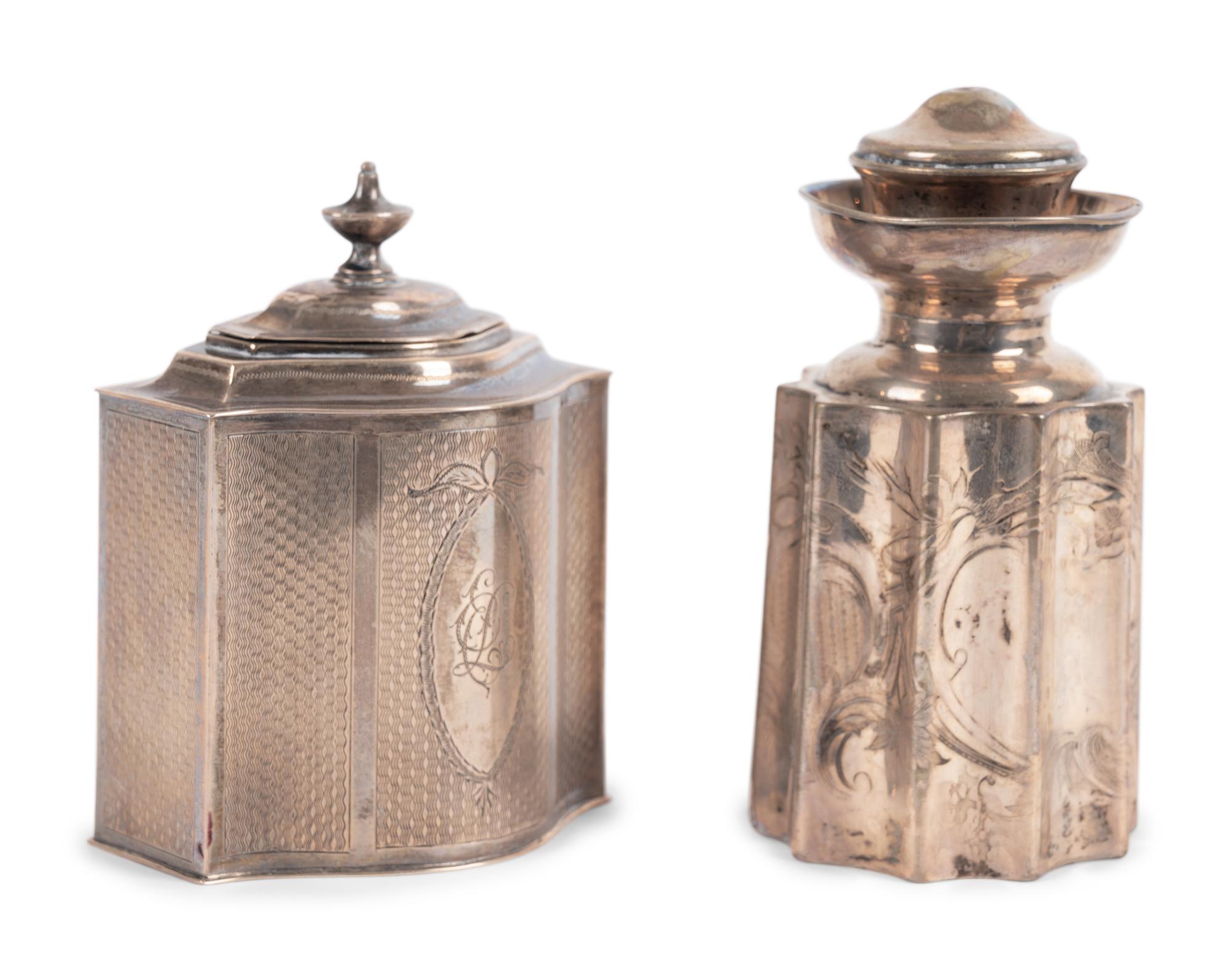 Two Continental Silver Tea Caddies