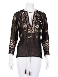 Yves Saint Laurent Haute Couture Embellished Silk Top, 1970-2000s