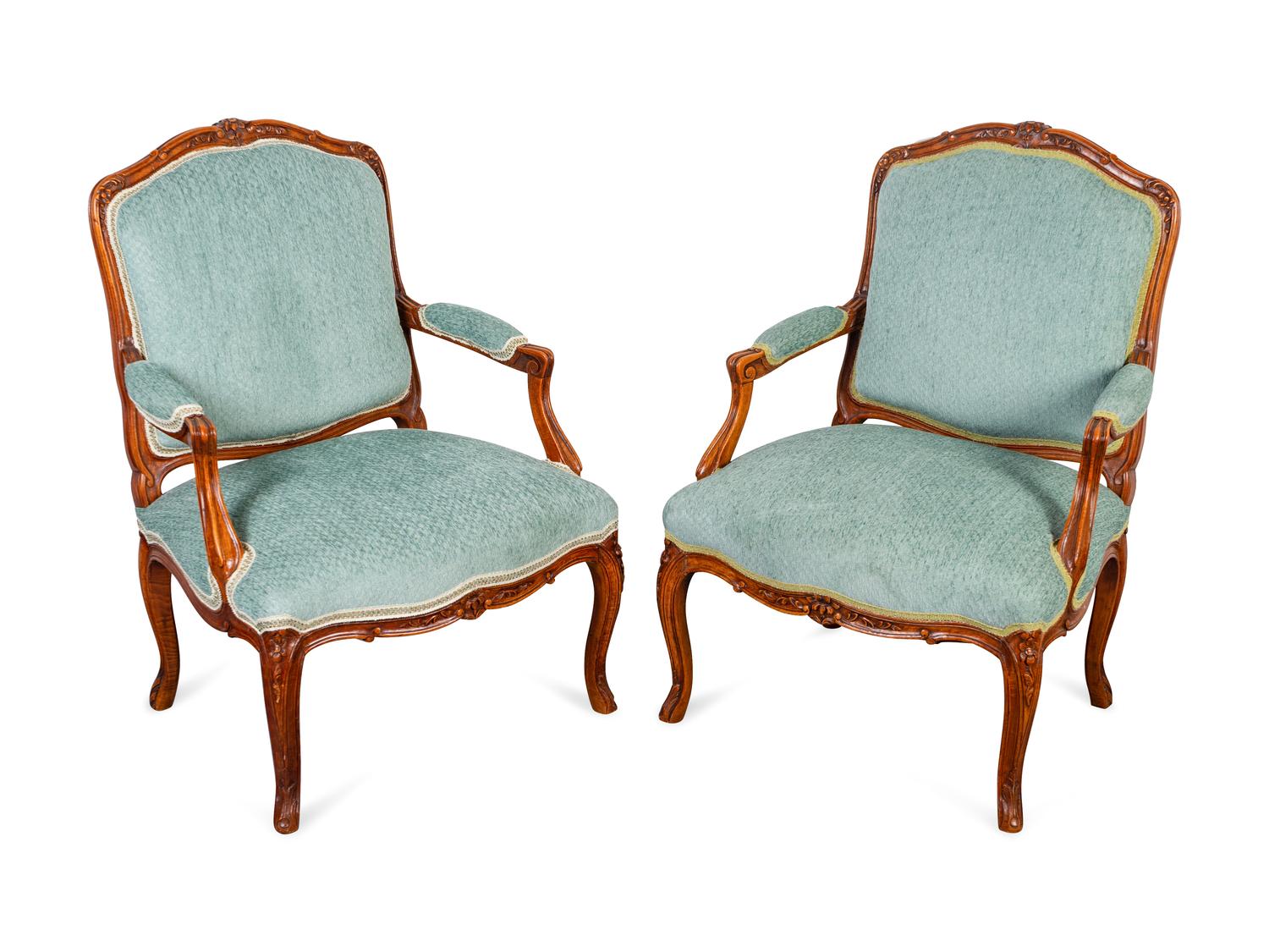 A Pair of Louis XV Style Mahogany Fauteuils en Cabriolet — LATE 19TH/EARLY 20TH CENTURY