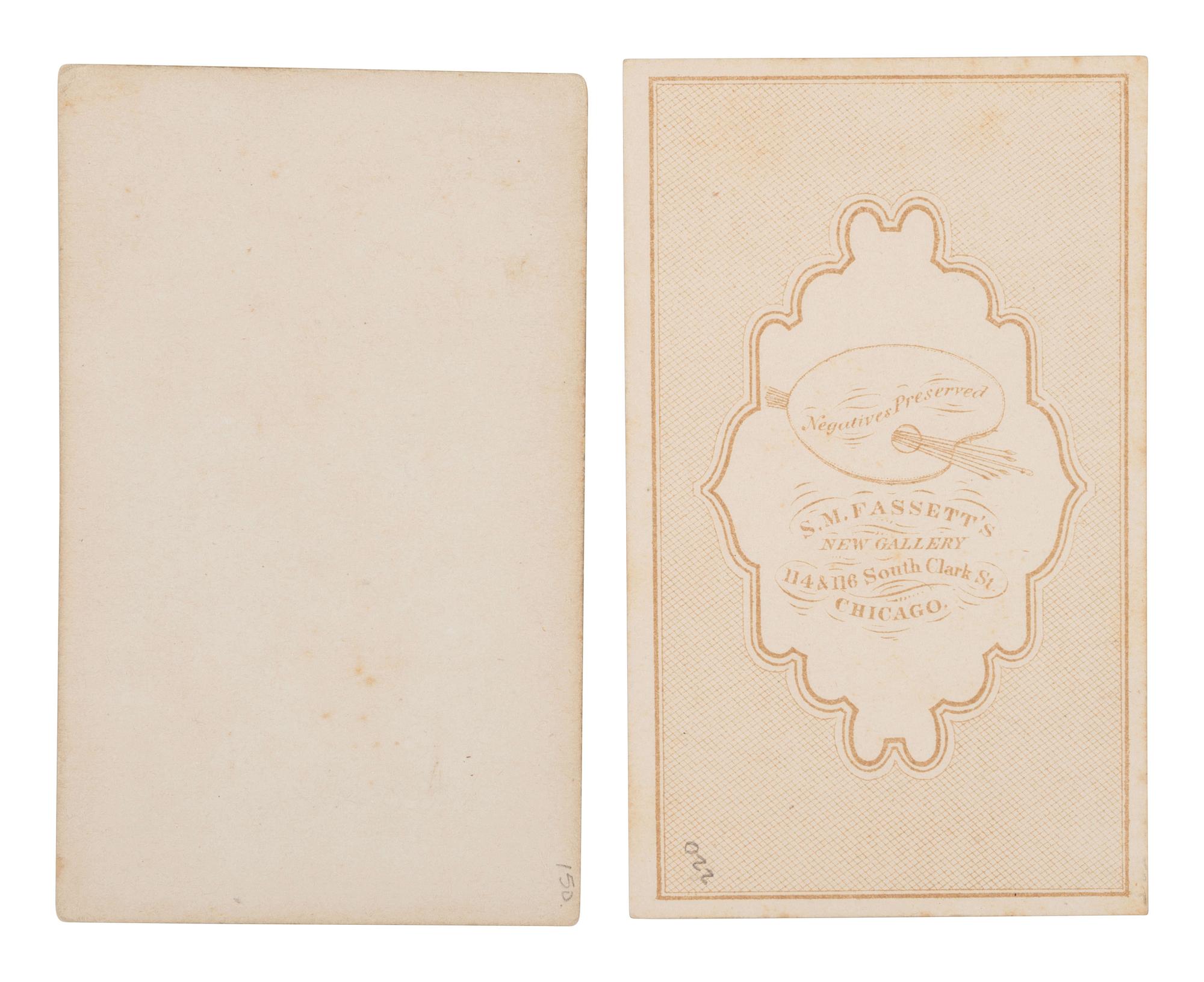 [LINCOLN, Abraham (1809-1865)]. Pair of CDVs featuring mourners outside of the Lincolns' first and last residences in Springfield, IL.