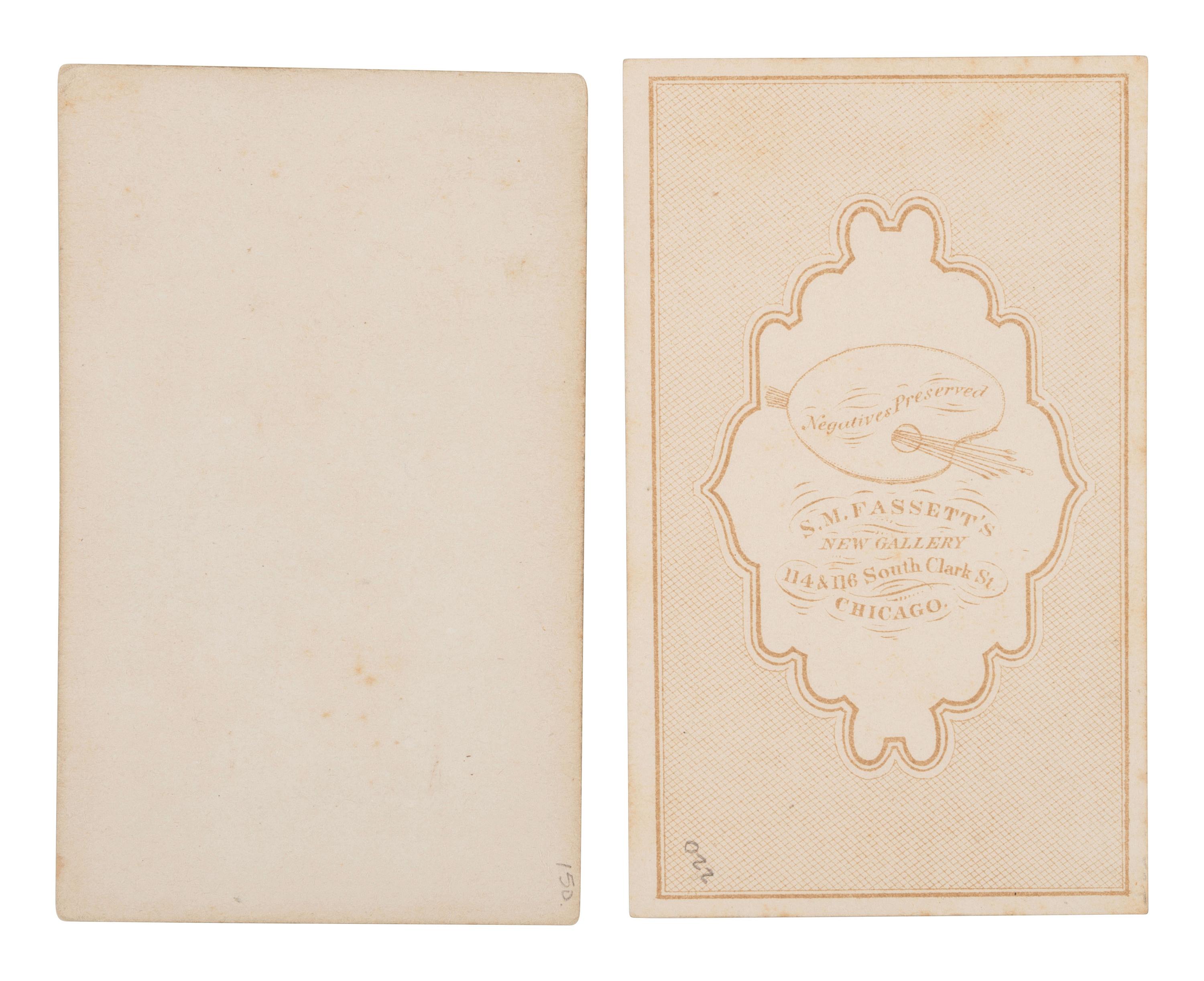 [LINCOLN, Abraham (1809-1865)]. Pair of CDVs featuring mourners outside of the Lincolns' first and last residences in Springfield, IL.