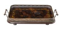 An English Burl Walnut and Silverplate Serving Tray Length over handles 21 inches. — HENRY LOVERIDGE & CO, 19TH CENTURY