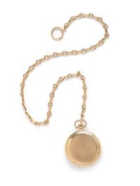 LONGINES, 14K YELLOW GOLD OPEN FACE POCKET WATCH AND YELLOW GOLD FOB CHAIN
